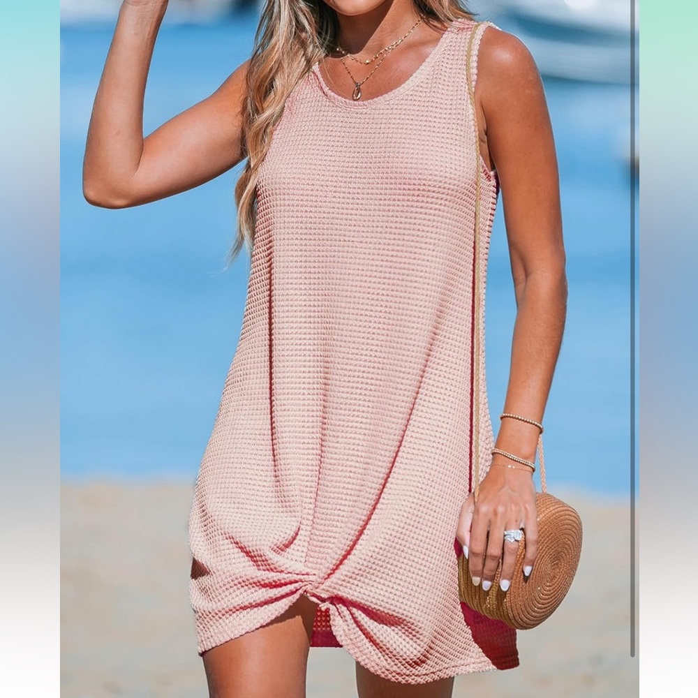 Cupshe Pink Swim Coverup with Waffle Texture